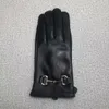 High-quality winter leather gloves womans wool touch screen rabbit fur cold - resistant warm sheepskin fingers black color no box at99a