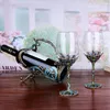 Vinglas Europeiska vintage emaljerat glasuppsättning kristallröd champagne bägge decanter bröllopspresent
