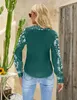 Women Shirts Ethnic Style Floral Printed Long Sleeve V Neck Casual Loose Blouse Shirt