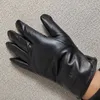 Fem fingrar handskar mode fårskinn päls en bit läderhandskar hem