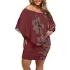 Casual Dresses Summer Elegant Women Dress Fluffy One Shoulder Polynesian Tonga Ethnic Style Shawl Batwing Sleeve Clothing