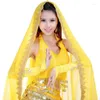 Stage Wear 12 couleurs Sari Dancewear Inde Vêtements de danse du ventre Wrap Foulard en mousseline de soie en dentelle Coiffe Bollywood Voiles