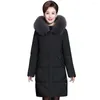 Women's Fur Women Solid Winter Middle-aged Warm Hooded Long Thick Jacket Coat Outwear Utility Lightweight