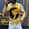 T-shirts pour hommes de qualité doré luxueux léopard diamant hommes T-shirt Super Design marque Hip Hop à manches courtes haut tendance