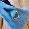 2023 Luxurys Designer Denim fabric tote bag Triangle Label large Capacity Shoulder Bags Womens Banquet Shopping Wedding Leisure Business Package Hot