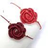 Braccialetti con ciondoli Donna Romatnic Macrame Handcraft Hollow Lucky Red Wax Thread Rose Flower Bracciale Gioielli Coppia Sorella Amante Regalo Estate