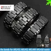 Watch Bands high quality ceramics watchband for AR1451 AR1452 AR1400 AR1410 watch straps with stainless steel butterfly clasp 22mm202A