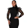 Femmes Robes Designer Slim Sexy 2023 Nouveau Tridimensionnel Pétale Gaze Manches Pit Strip Robe Col Une Pièce 8 Couleurs XS-XXL