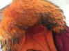 Hochwertiger orangefarbener Parka für Damen, Winter, große Tasche, roter Baumwoll-Waschbärenkragen, kurzer Kunstmantel