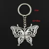 Fashion diameter 30mm Key Ring Metal Key Chain Keychain Jewelry Antique Silver Plated hollow butterfly 60 48mm Pendant261i