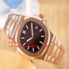 4 Colors Version Rose Gold Luxury Watch 40 5mm Nautilus 5711 1A-001 Datum Asien Mekanisk transparent Mekanisk automatisk Men2072