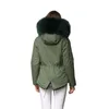 Kvinnors p￤ls snygga kvinnor m￶rkgr￶n parka med faux tjocka varma damer kort jacka h￶sten casual p￤ls