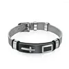 Länkarmband 10mm Cross Prayer Mesh Armband Rostfritt stål Strap Watch Belt Chain Wrist Band Bangle Längd Justerbar