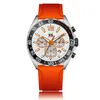 손목 시계 Swish Green Sport Quartz Watch Men Chronograph Minute 24 시간 캘린더 날짜 방수 고무 밴드 선물 손목 시계 상자