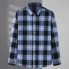 Men's Casual Shirts Men's Oversize Plaid Shirt Husband Button Up Red Men Long Sleeve Classic Vintage Plus Size Clothing Large 8XL Male