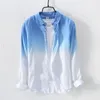 Men's Casual Shirts 2022 Latest Design Fashion Summer Mens Gradually Changing Color Linen Shirt High Quality Causal Holiday Personality