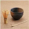 Coffee Tea Sets Wholeceremony 3Pcs Matcha Bowl Bamboo Scoop Whisk Teaware289O Drop Delivery Home Garden Kitchen Dining Bar Drinkwar Dh60H