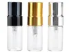 3 ml Travel Refillable Glass Parfymflaska med UV Sprayer Cosmetic Pump Spray Atomizer Silver Black Gold Cap Parfym Essential Container