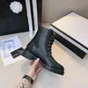 Designer Women ankle boot Luxury Desert Boots Beige and ebony Genuine Leather quilted Lace-up Winter Shoes Rubber lug sole fashion clearance