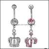 Body arts 10 stcs bengelen navel ringen kit modieuze roestvrijstalen navel barbells cz piercing sieraden voor vrouwen drop dhmow