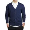 Camisolas masculinos 2022 Sweater Men Manga Longa Cardigan Mens V-Butão solto Button Solid Fit Kniting Casual Casual Roupas