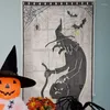 Rideaux de fenêtre d'halloween, décoration de porte en dentelle de sorcière avec trous pour fêtes et vacances