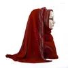 Cachecóis 2023 Cachecol Chiffon Pérola E Xale Mulheres Muçulmanas Casamento Hijab Envoltório Branco Glitter Strass Tudung Turco Para