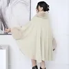 Women's Fur M GIRLS Soft Luxury Faux Coat Cape Long Winter Women Wide Turndown Collar Overcoat Knit Party Cloak Shawl Big