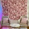 Party Decoration Pink Artificial Rose Wall 40x60cm Silk Flower Panels For Home Wedding Decor Baby Shower Birthday Backdrop