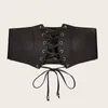 Bälten Fashion Wide Belt Front Tie Up Leather Elastic Corset Women Faux Midjan All Match Dress Girl Clothes Decoration