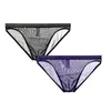 Underpants 1/2 Pcs Transparent Underwear Men Low-waist Ultra-thin Net Mesh Sexy Briefs Breathable u Pouch Male