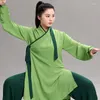 Roupas étnicas femininas tai chi uniforme estilo chinês de manga longa camisa unissex Terno de duas peças solto wushu