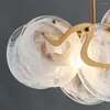 샹들리에 yoogee 현대 LED 샹들리에 유리 스모키 그레이 펜던트 램프 거실 식당 식당 침실 실내 장식 교수형 빛