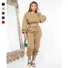 Women's Two Piece Pants Autumn Winter Set Women Tracksuit Round Neck Crop Top Solid Long Sleeves Sweatshirt And Casual Sweatpants Suit