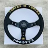 Golden&White Embroidery 13inch Vertex Forever Black Genuine Leather Drift Sport Steering Wheel