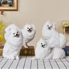 装飾的な置物ポメラニアの彫刻シミュレーション犬かわ​​いい子犬の彫像クリエイティブアニマルホーム装飾樹脂リビングルームの装飾