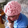 Halloween Creative Hand Made Knitted Brain Hat Unique Thinking Cap Winter Beanies for Men Women