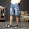 M￤ns shorts Men denim Cargo Multi-Pocket Baggy Five-Point Jeans Fat Stor storlek plus 40 42 44
