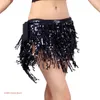 Stage Wear Women's Belly Dance Hip Scarf With Solid Color Glitter Sequin Tassel Waist Chain