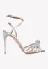 Sandaler Summer Designer Bling Twining Rhinestone Belt Kinking Ball High Heels Hollowed Peep Toe Slingback smala bandskor