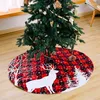 Juldekorationer 2022 120 cm Röd och svart check älg tryckt tecknad mönster träd kjol botten atmosfär leveranser