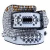 Special crystal Designer Belts mens wide belt cowboy bling crystal leather cinturon adjustable buckle width 2023 classic skull lux215y