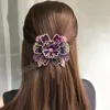 Coréen élégant plein strass fleur pinces à cheveux cristal élastique pour queue de cheval griffes de cheveux femmes épingles à cheveux Barrettes accessoires de cheveux