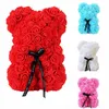 Fleurs séchées 25cm Roses Ours dans une boîte cadeau Savon en peluche rouge de mousse de rose pour les jours de Noël Y2212