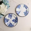 Plates Handmade Blue Marbling Enamelware And Flat Plate