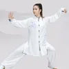 Roupas étnicas Moda branca Tai chi Uniforme Artes marciais chineses Tradicional Kungfu Terno Morning Sportswear Roupas T2003