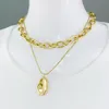 Ketens onregelmatige Cirle ketting sieraden roestvrijstalen godin luxe gouden kleur luxe mode vrouwen verkopen dubbele keten