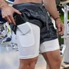 Men's Shorts New Sport Double-deck Jogging Running 2 IN 1 s GYM Fitness Workout Pants Man Y2211