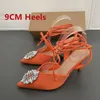 Sandalen 2022 Frühling Frauen Stiletto Mode Bling Kristall High Heels Gladiator Strass Spitz Pumps Schuhe