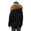 Pur mais recente casaco feminino Winter grossa parka quente para mulheres e homens falsos rexates com colarinho de guaxinim